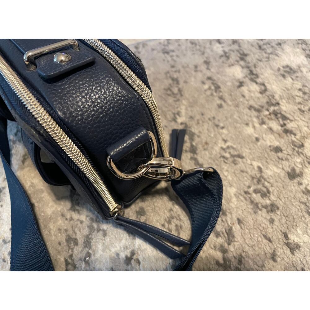 Navy Blue Convertible Belt Bag Crossbody Camera Bag Silver Hardware - Picture 6 of 12